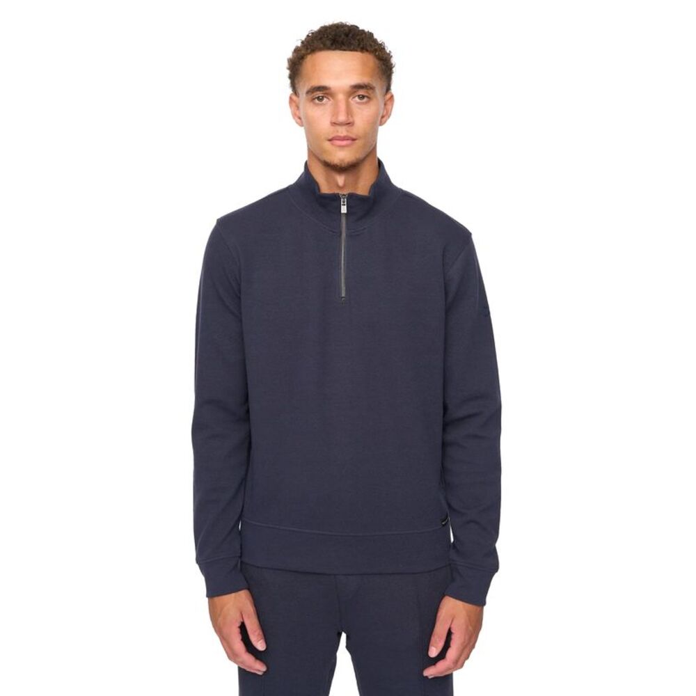 Duck and Cover Mens Slellmoore Quarter Zip Sweatshirt / Navy